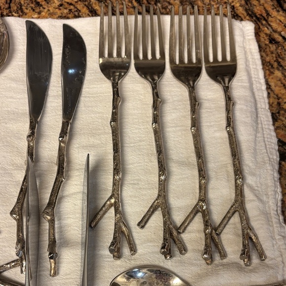 West Elm Silver Branch Design Cutlery Set - Picture 3 of 5